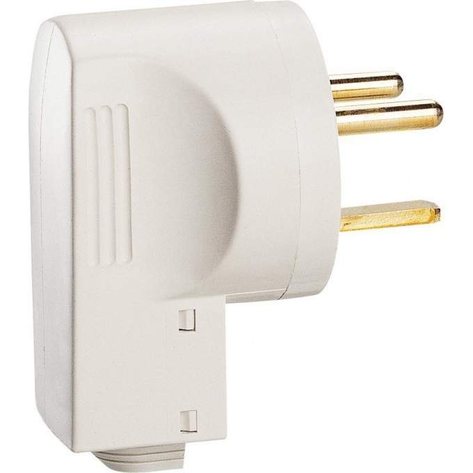 Вилка пластиковая LEGRAND 2К+З 32 А выход кабеля сбоку белый 055802