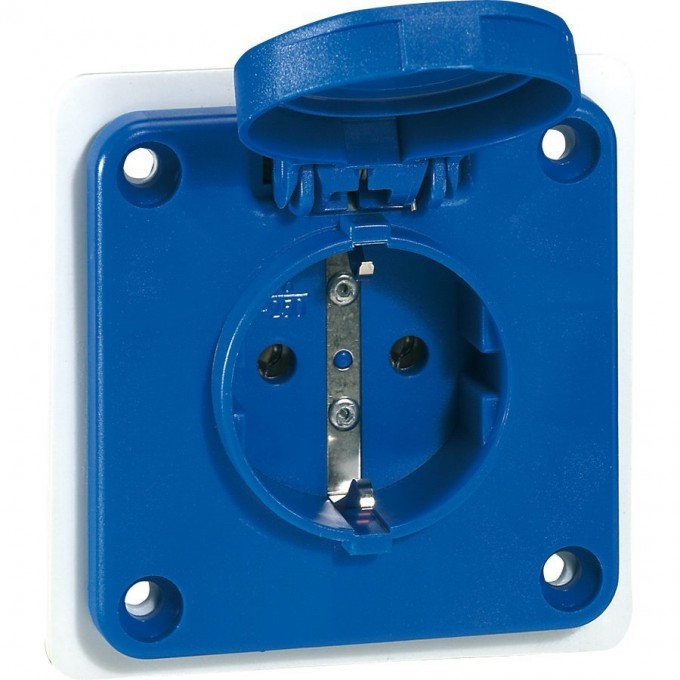 Встраиваемая розетка бытового назначения LEGRAND P17 Tempra Pro немецкий стандарт без шторок синий 057672