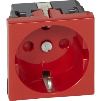Розетка LEGRAND 2К+3 правая с винтовыми зажимами с мех. блокировкой Программа Mosaic немецкий стандарт 2 модуля красная