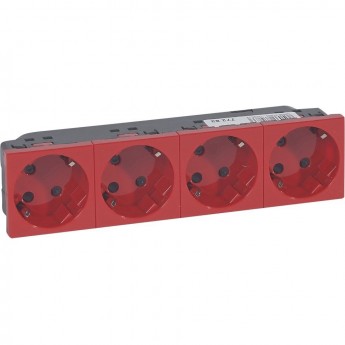 Розетка LEGRAND 4 x 2К+3 под углом 45° Программа Mosaic с механической блокировкой красный Розетка LEGRAND 4 x 2К+3 под углом 45° Программа Mosaic с механической блокировкой красный
