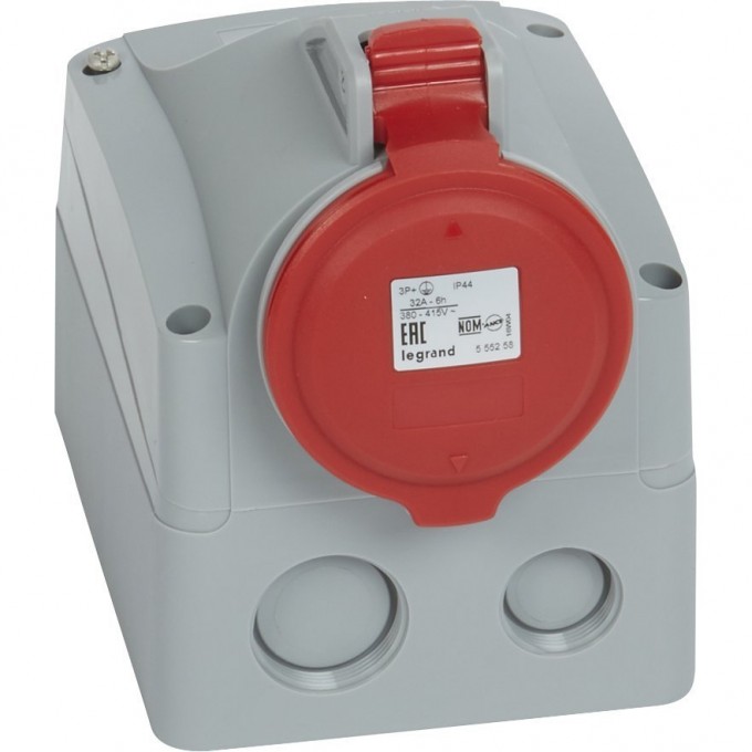 Розетка LEGRAND накладная 32 А 3К+З 380 В IP 44 серый 090161