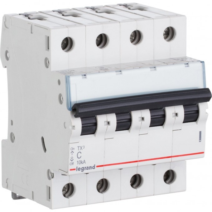 Автоматический выключатель LEGRAND TX³ 6000 6 кА тип C 4П 400 В 63А 4 модуля белый 404076