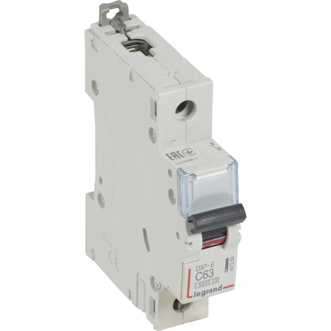 Автоматический выключатель LEGRAND DX³-E 6000 6 кА тип C 1П 230/400 В 63А 1 модуль белый 407269
