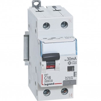 Автоматический выключатель дифференциального тока LEGRAND DX³ 6000 10 кА тип характеристики С 1П+Н 230 В 16 А тип A 30 мА 2 модуля белый