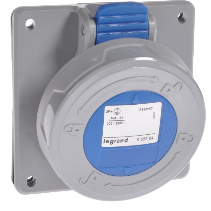 Встраиваемая розетка LEGRAND P17 Tempra Pro IP 66/67 200/250 В 16 A 2К+З 555384