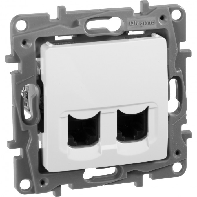 Двойная розетка LEGRAND Etika RJ 45 категория 5е UTP белый 672255