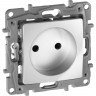 Розетка LEGRAND 2К со шторками немецкий стандарт винтовые зажимы 16 А 250 В Etika алюминий 672434