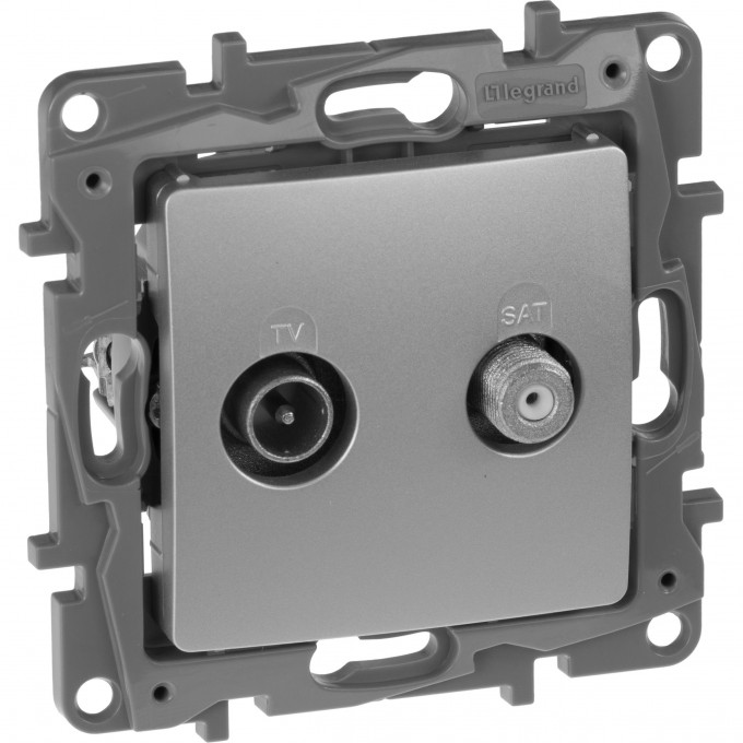 Розетка LEGRAND TV/SAT двухкабельная ETIKA алюминий 672457