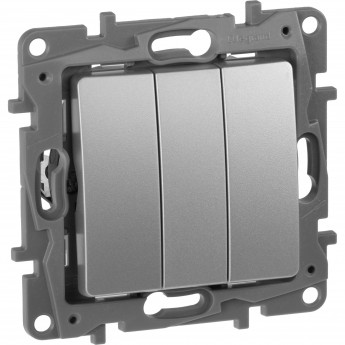 Выключатель LEGRAND Etika Plus трехклавишный 10 A 250 В алюминий