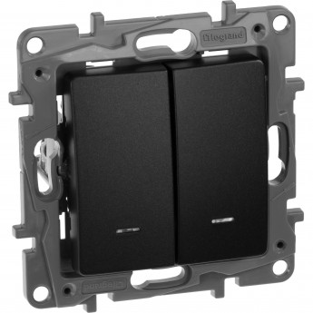 Выключатель/переключатель LEGRAND Etika Plus двухклавишный с подсветкой 10 A 250 В антрацит Выключатель/переключатель LEGRAND Etika Plus двухклавишный с подсветкой 10 A 250 В антрацит