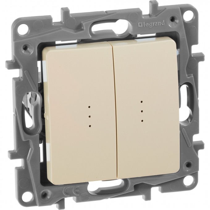Выключатель/переключатель LEGRAND Etika Plus двухклавишный с подсветкой 10 A 250 В слоновая кость 672316