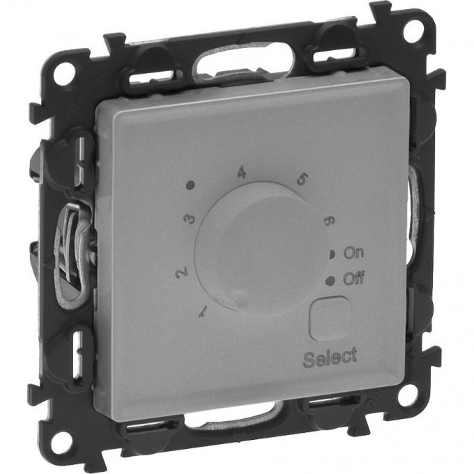 Термостат LEGRAND Valena IN'MATIC для теплых полов с датчиком 16А 250В винтовые зажимы с лицевой панелью алюминий 752334