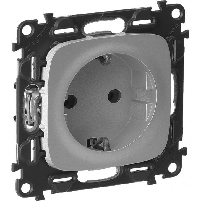 Силовая розетка LEGRAND Valena ALLURE 2К+З 16А 250В винтовые зажимы алюминий 753935