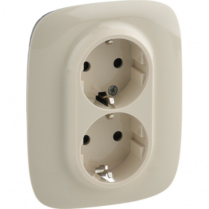 Силовая розетка LEGRAND Valena ALLURE двойная 2х2К+З 16А 250В с лицевой панелью с защитными шторками безвинтовые зажимы слоновая кость 753826