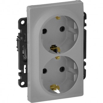 Силовая розетка LEGRAND Valena LIFE двойная 2х2К+З 16А 250В с лицевой панелью безвинтовые зажимы алюминий