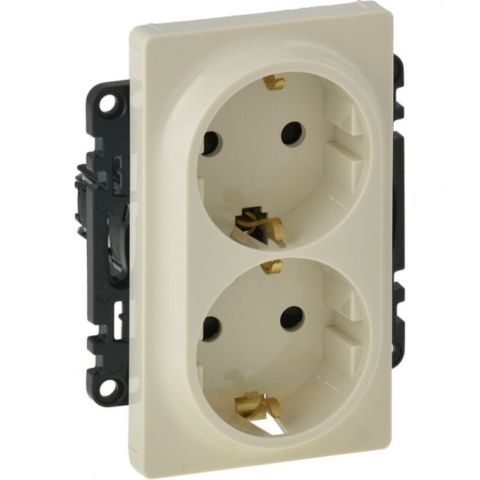 Силовая розетка LEGRAND Valena LIFE двойная 2х2К+З 16А 250В с лицевой панелью с защитными шторками безвинтовые зажимы слоновая кость 753526
