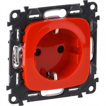 Силовая розетка LEGRAND Valena ALLURE 2К+З 16А 250В с защитными шторками безвинтовые зажимы с лицевой панелью красный