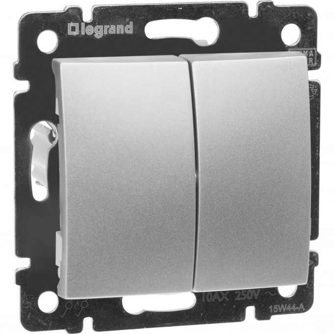 Переключатель LEGRAND Valena на два направления двухклавишный 10 A 250 В алюминий 770108