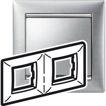 Рамка LEGRAND Valena 2 поста алюминий матовый Рамка LEGRAND Valena 2 поста алюминий матовый