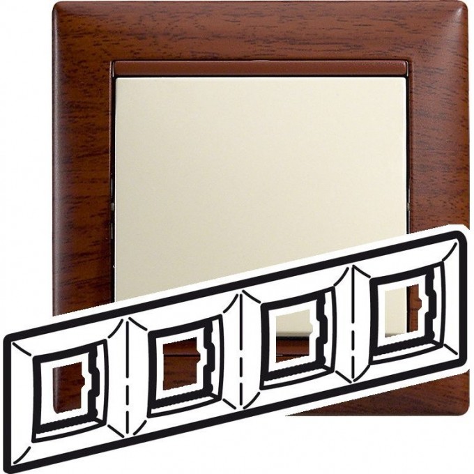 Рамка LEGRAND Valena 4 поста тонированное дерево 770314