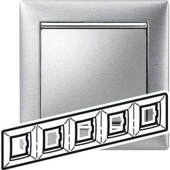 Рамка LEGRAND Valena 5 постов алюминий матовый Рамка LEGRAND Valena 5 постов алюминий матовый