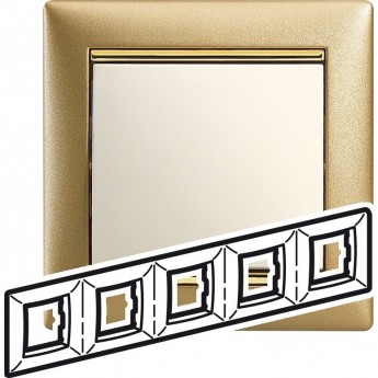 Рамка LEGRAND Valena 5 постов матовое золото Рамка LEGRAND Valena 5 постов матовое золото