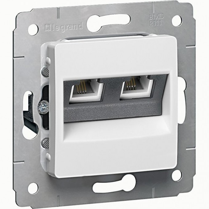 Телефонная розетка LEGRAND Cariva RJ11 4 контакта 2 выхода белый 773639