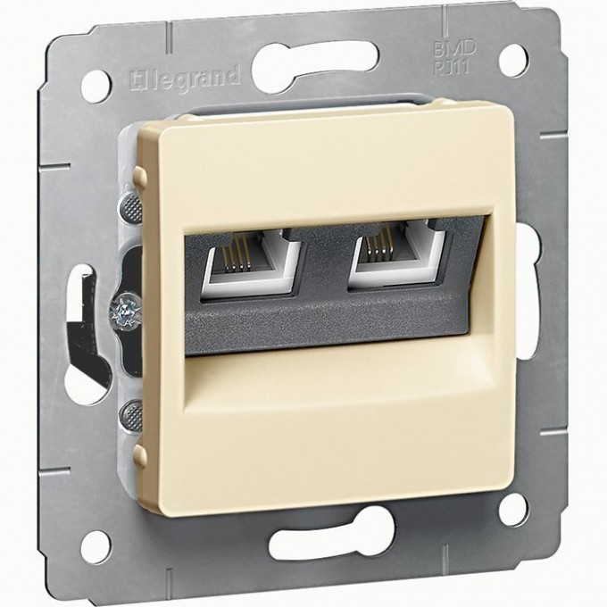 Телефонная розетка LEGRAND Cariva RJ11 4 контакта 2 выхода слоновая кость 773739