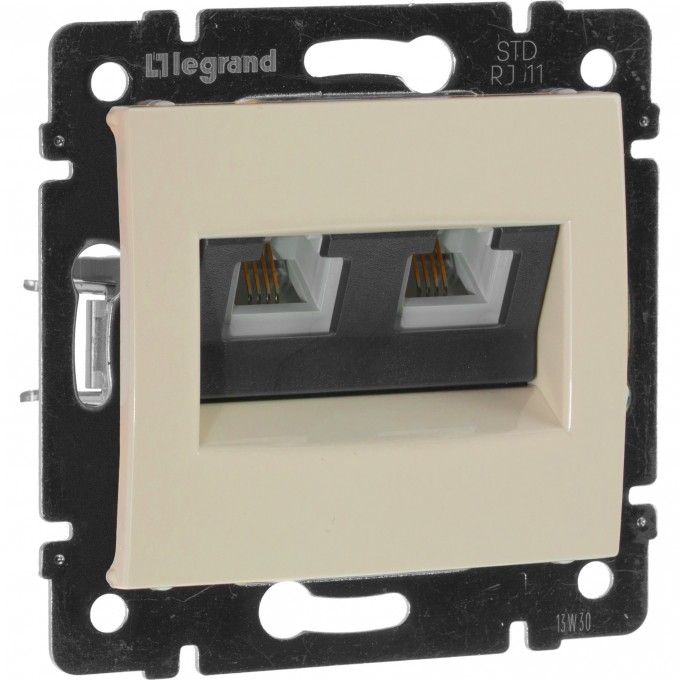 Телефонная розетка LEGRAND Valena RJ11 4 контакта 2 выхода слоновая кость 774339