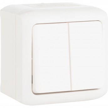 Двухклавишный выключатель LEGRAND Quteo 10 A 250 В IP 44 белый Двухклавишный выключатель LEGRAND Quteo 10 A 250 В IP 44 белый