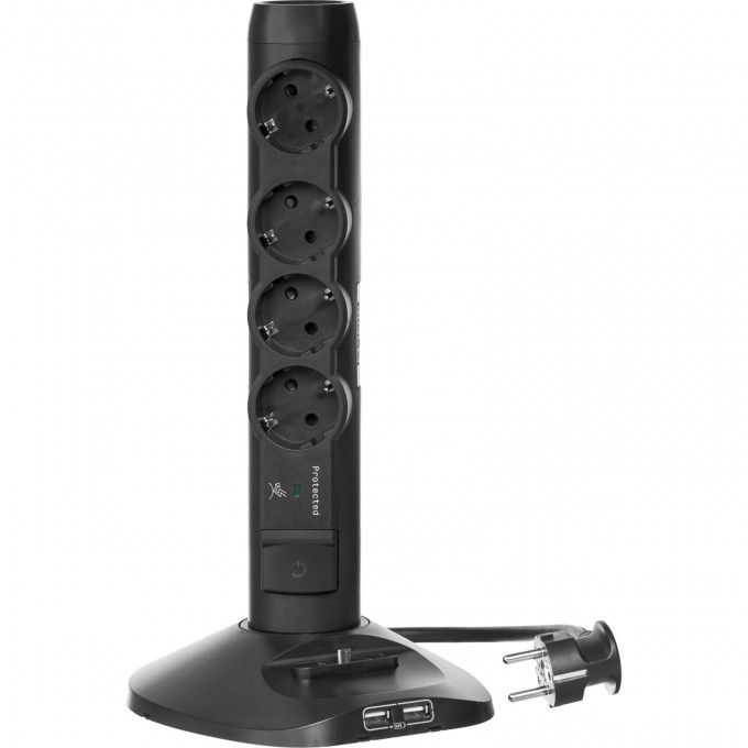 Многорозеточный блок LEGRAND с защитой от перепадов напряжения 4 x 2К+З - с кабелем длиной 1,5 м черный 694611