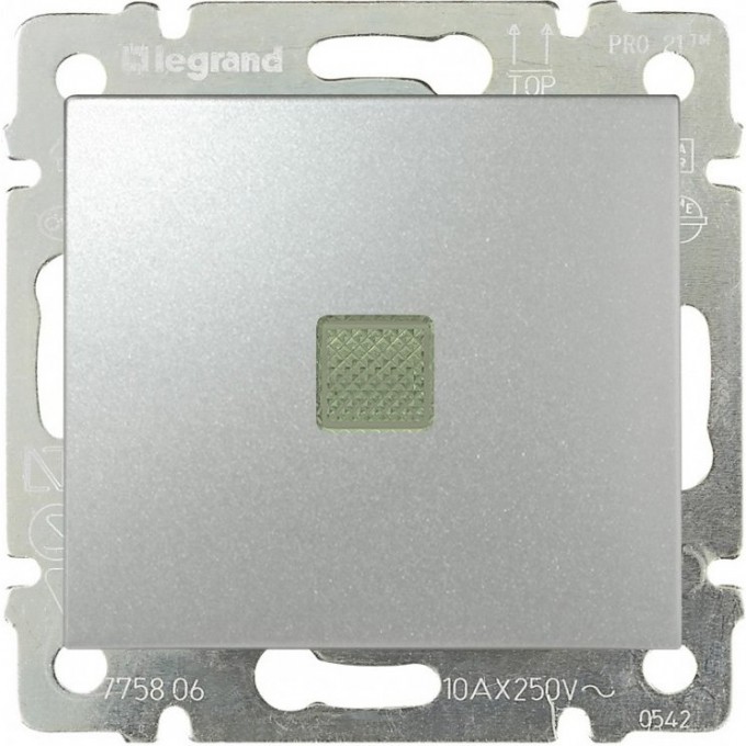 Переключатель LEGRAND Valena промежуточный с подсветкой 10 A 250 В алюминий 770148