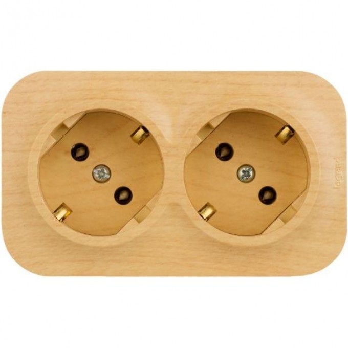 Розетка LEGRAND 2-м ОП Quteo 16А угол 45град. с заземлением, дерево 782293