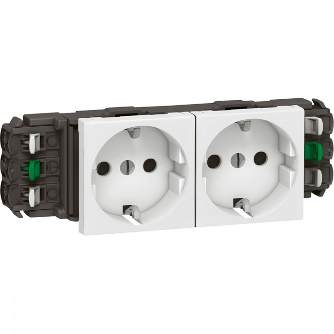 Розетка LEGRAND MOSAIC DLP 2х2К+З немецкий стандарт, с защитной шторкой 77402