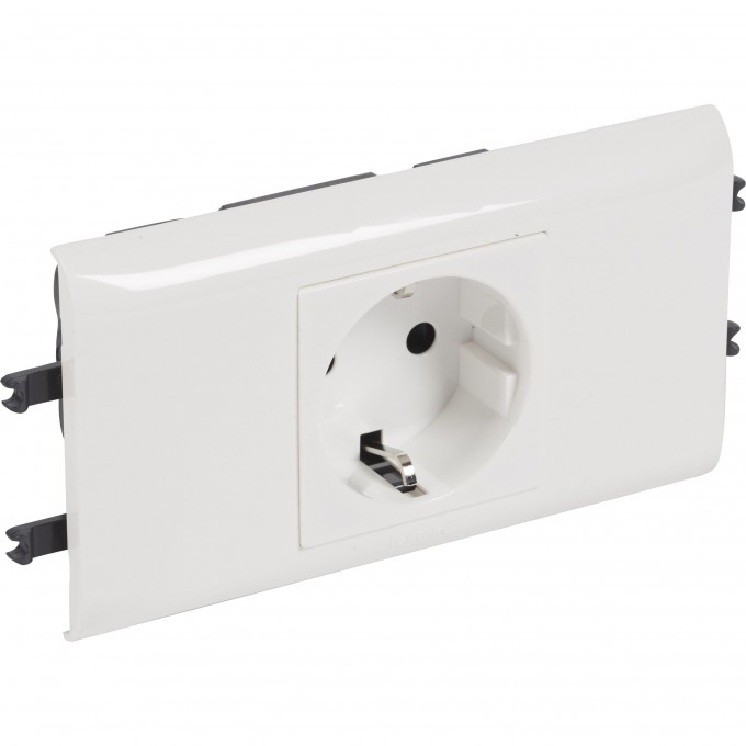 Розетка LEGRAND Mosaic DLP для крышки 65мм немецкий стандарт 2К+З б/заж., белый 77431