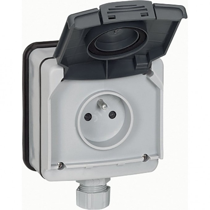 Розетка LEGRAND PLEXO IP66 с заземлением наружная серая 90466