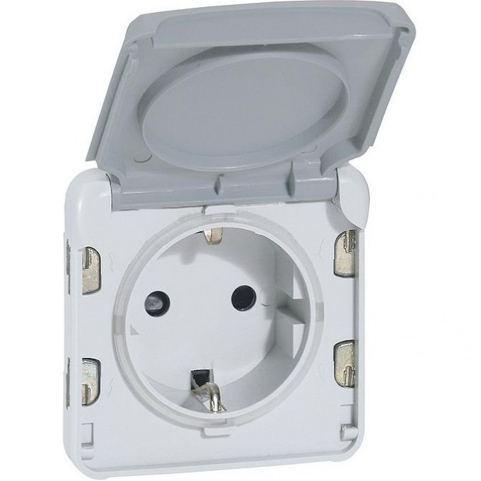 Розетка LEGRAND Plexo с заземлением 16A, с винтовыми зажимами, IP55, серый 69571