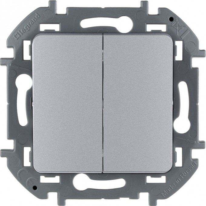 Выключатель двухклавишный LEGRAND INSPIRIA 10 AX 250 В алюминий 673622