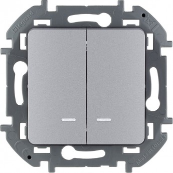 Выключатель двухклавишный LEGRAND INSPIRIA с подсветкой/индикацией 10 AX 250 В~ алюминий