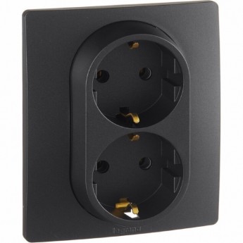 Розетка LEGRAND 2 x 2К+З немецкий стандарт винтовые зажимы 16 А 250 В Etika антрацит