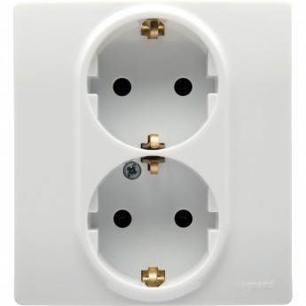 Розетка LEGRAND 2 x 2К+З со шторками немецкий стандарт автоматические зажимы 16 А 250 В Etika белый Розетка LEGRAND 2 x 2К+З со шторками немецкий стандарт автоматические зажимы 16 А 250 В Etika белый