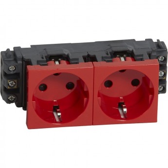 Розетка LEGRAND Mosaic 2х2К+3 для кабель-каналов с механической блокировкой, с винтовыми зажимами, красный Розетка LEGRAND Mosaic 2х2К+3 для кабель-каналов с механической блокировкой, с винтовыми зажимами, красный