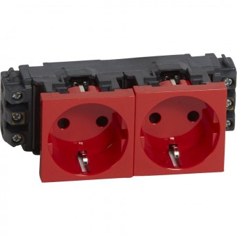 Розетка Legrand Mosaic 2х2К+3 для кабель-каналов, с винтовыми зажимами, красный Розетка Legrand Mosaic 2х2К+3 для кабель-каналов, с винтовыми зажимами, красный