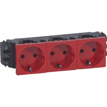 Розетка Legrand Mosaic 3х2К+3 для кабель-каналов, с винтовыми зажимами, красный Розетка Legrand Mosaic 3х2К+3 для кабель-каналов, с винтовыми зажимами, красный